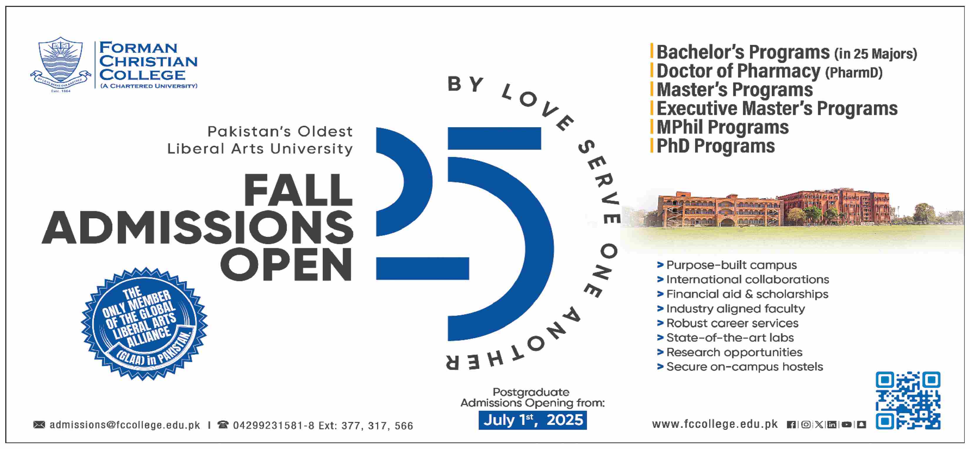 Admission Open in Forman Christian College Lahore